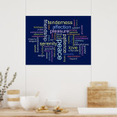 Poster Nuage de mots de paix et d'amour inspirants (Cuisine)