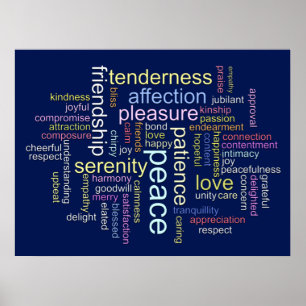 Poster Nuage de mots de paix et d'amour inspirants