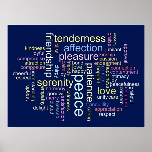 Poster Nuage de mots de paix et d'amour inspirants (Devant)