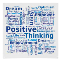 Nuage de mots de pensée positive - Bleu