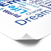 Poster Nuage de mots de pensée positive - Bleu (Coin)