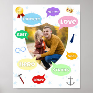 Poster Nuage de mots de photo de la fête des pères Meille