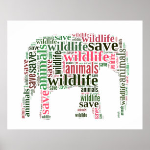 Poster Nuage de mots éléphants