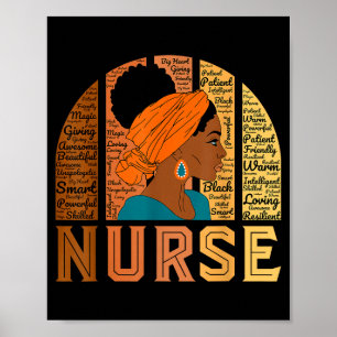 Poster Nuage de mots inspirants de femme afro infirmière