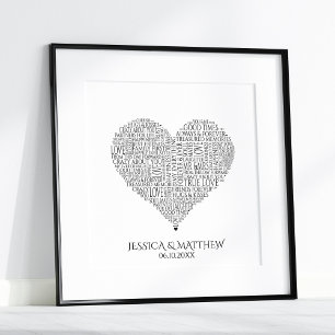 Poster Nuage de mots pour Mariages et Anniversaires