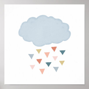 Poster Nuage de pluie Boho simple avec triangles