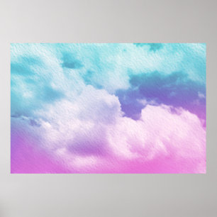 Poster nuage doux fantastique avec couleur dégradé pastel