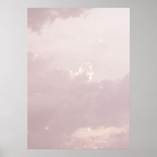 Poster nuage esthétique ciel pastel étoile lumière croiss (Devant)