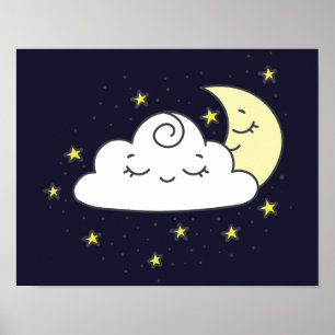 Poster Nuage et lune