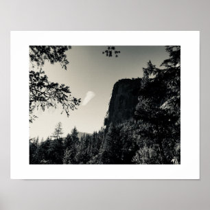 Poster Nuage et rocher Yosemite noir et blanc