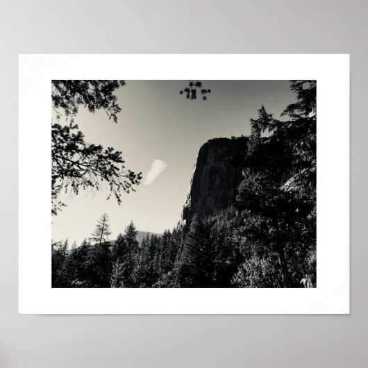 Poster Nuage et rocher Yosemite noir et blanc (Devant)