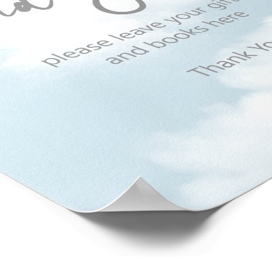 Poster Nuage neuf pastel gris livres et cadeaux signe de  (Coin)