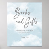 Poster Nuage neuf pastel gris livres et cadeaux signe de  (Devant)