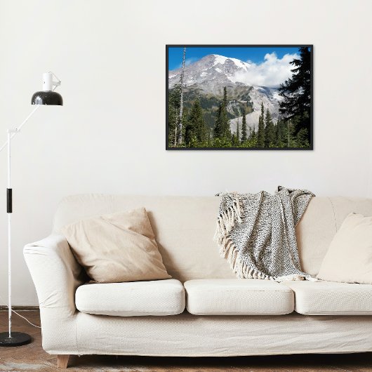 Poster Nuage passant au-dessus du mont Rainier Photo Glos
