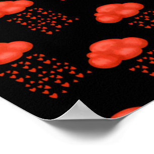 Poster Nuage Pluie D'amour Cœurs Rouges Saint-Valentin