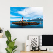 Poster Nuages au-dessus d'un phare près d'Ushuaia, Argent (Bureau à domicile)