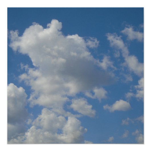 Poster Nuages blancs/gris et ciel bleu (Devant)
