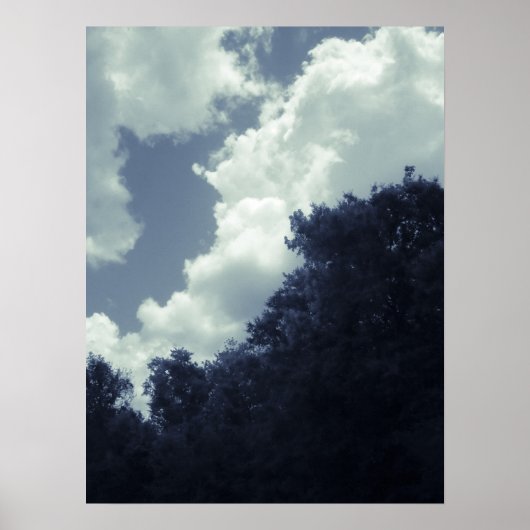 Poster Nuages bleus, ciel et arbres (Devant)