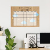 Poster Nuages Bleus Rustiques Étoiles Dorées Devinez La D (Bureau à domicile)