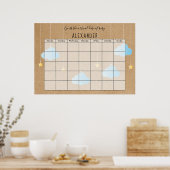 Poster Nuages Bleus Rustiques Gold Stars Devinez La Date  (Cuisine)