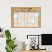 Poster Nuages Bleus Rustiques Gold Stars Devinez La Date  (Bureau à domicile)