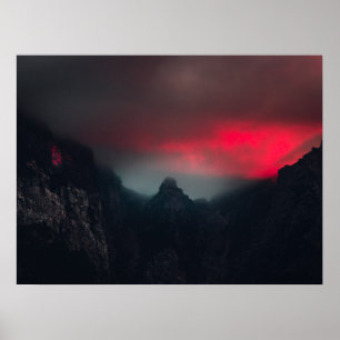 Poster Nuages brûlants, brouillard et montagnes