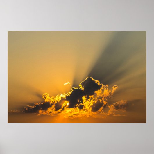 Poster Nuages, ciel et coucher de soleil jaune (Devant)