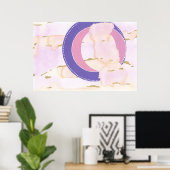 Poster Nuages d'aquarelle en rose et or, halo violet (Bureau à domicile)