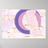 Poster Nuages d'aquarelle en rose et or, halo violet (Devant)