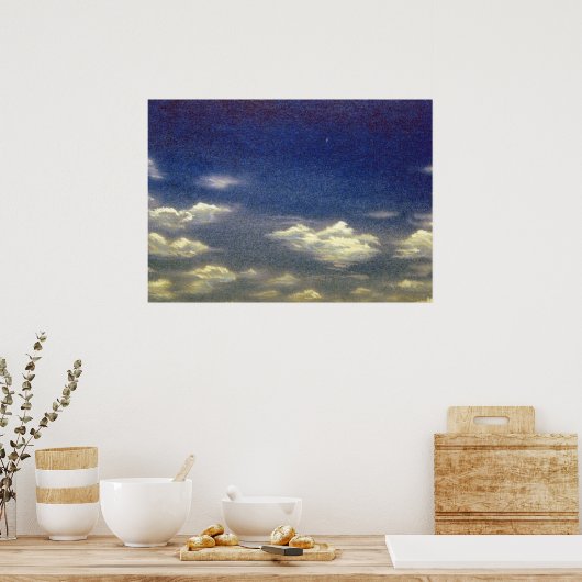 Poster Nuages de coton dans le ciel bleu (Cuisine)