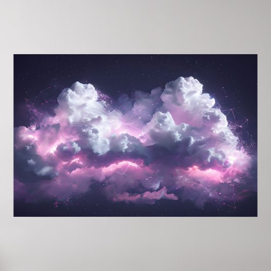 Poster Nuages de Nébuleuse dans le ciel nocturne (Devant)