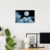 POSTER NUAGES DE PLEINE LUNE BLEU (Bureau à domicile)