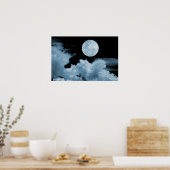 POSTER NUAGES DE PLEINE LUNE BLEU (Cuisine)