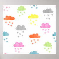 Nuages de rêve : pluie cardiaque aquarelle