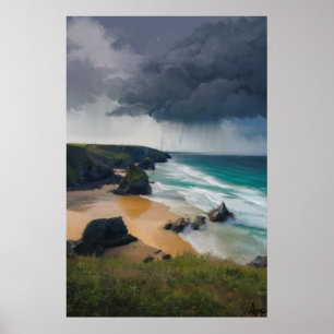 Poster Nuages d'orage au-dessus du Cornouailles côtier
