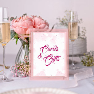 Poster Nuages et étoiles de Fée rose Cartes et cadeaux