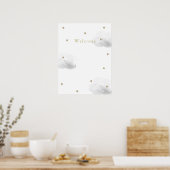 Poster Nuages Gris & Étoiles Dorées Bienvenue (Cuisine)