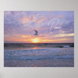 Poster Nuages lumineux au-dessus du coucher du soleil