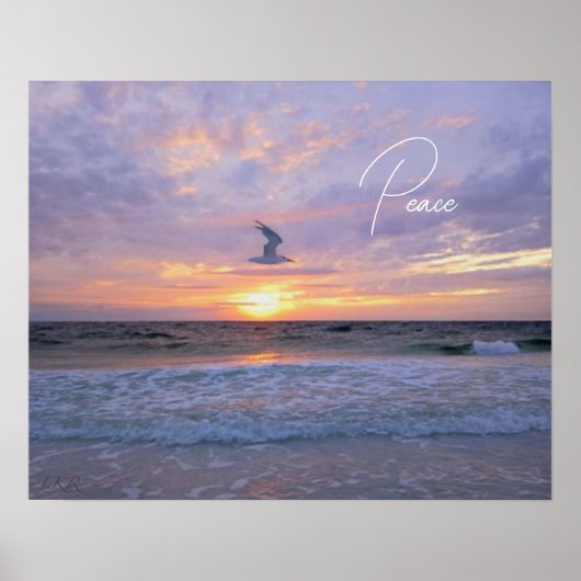 Poster Nuages lumineux au-dessus du coucher du soleil (Devant)