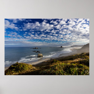 Poster Nuages matinaux et brouillard à la plage