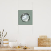 Poster Nuages & Oiseaux Goutte d'Eau Vert Minimal (Cuisine)