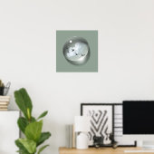 Poster Nuages & Oiseaux Goutte d'Eau Vert Minimal (Bureau à domicile)
