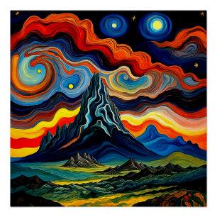 Poster Nuages orageux au-dessus des montagnes 4