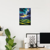 Poster Nuages orageux dramatiques sur des collines vertes (Bureau à domicile)