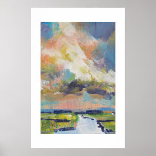 Poster Nuages sur la peinture de marais / Artiste Larry L