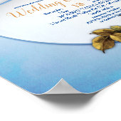 Poster Nuances de bleu aquarelle Hydrangeas Mariage (Coin)