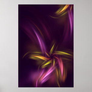 Poster Nuances violettes Imaginaire Abstrait de fleurs