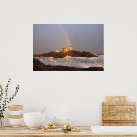 Poster Nubble Lighthouse Arc en ciel après la tempête (Cuisine)