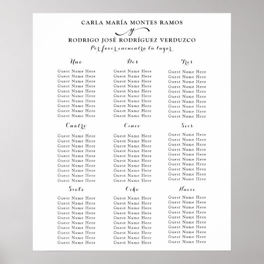 Poster NUESTRA BODA Espagnol Mariage Carte de siège (Devant)
