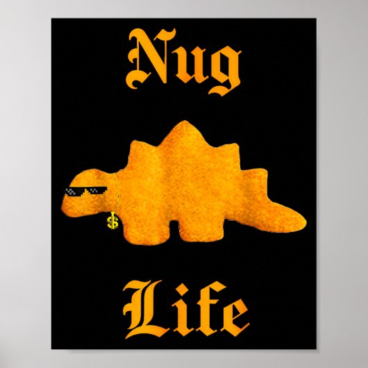 Poster Nug Life Dinosaur Chicken Nugget Funny Retro (Devant)